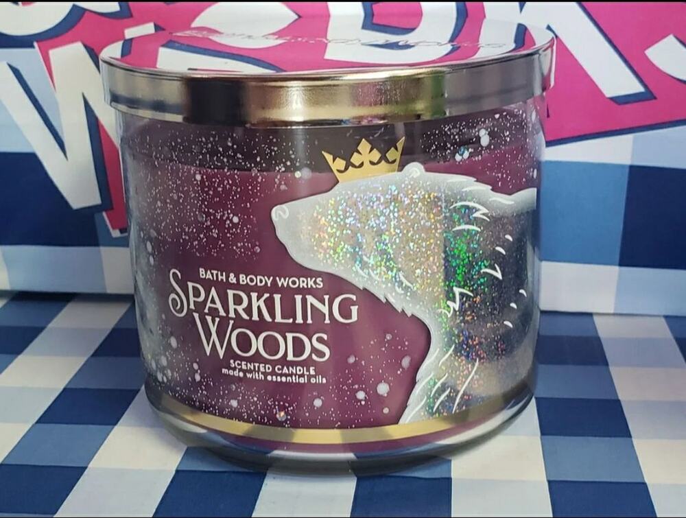 BBW Sparkling Woods Large 3 Wick Candle Holiday Home Fragrance Decor